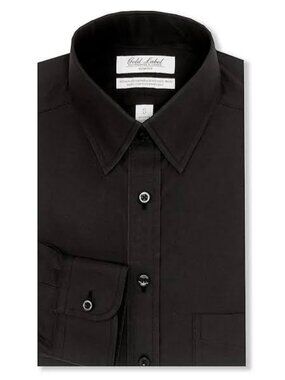 Roundtree & Yorke Gold Label Men's Tall/Slim Fit Non-Iron Dress Shirt (Black)